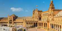 Main building of Plaza de Espana, an architecture complex in Seville - Spain, Andalusia