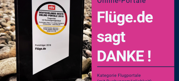 Deutschlands beste Online-Portale 2019: Flüge.de auf Platz 2