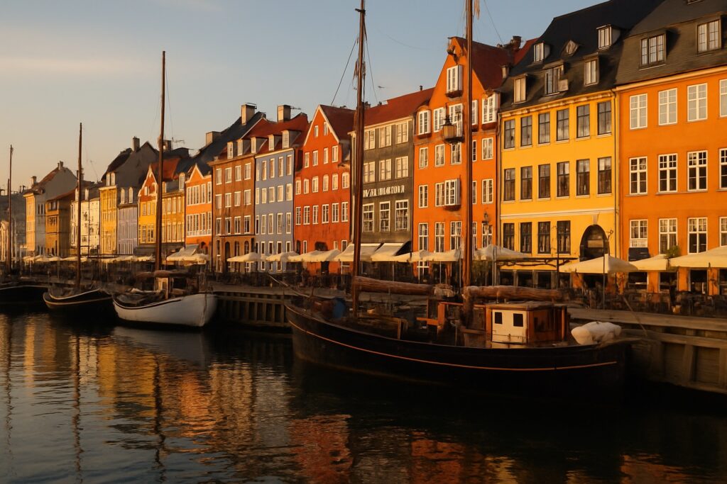 Bunte Häuser am Hafen Nyhavn in Kopenhagen, Dänemark