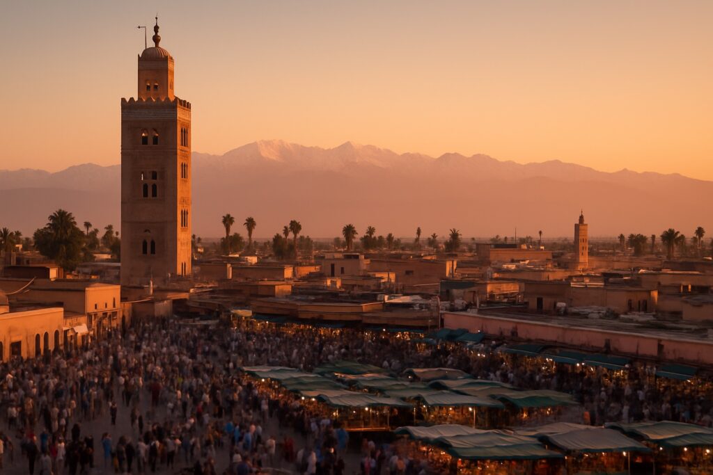 Medina von Marrakesch mit der Koutoubia-Moschee, Marokko