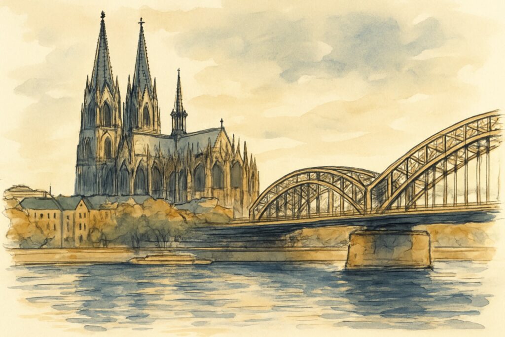 Illustration des Kölner Doms am Rhein, Nordrhein-Westfalen