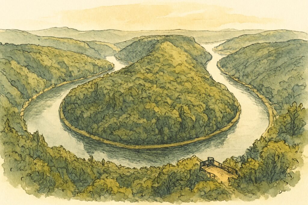 Illustration der Saarschleife bei Mettlach, Saarland