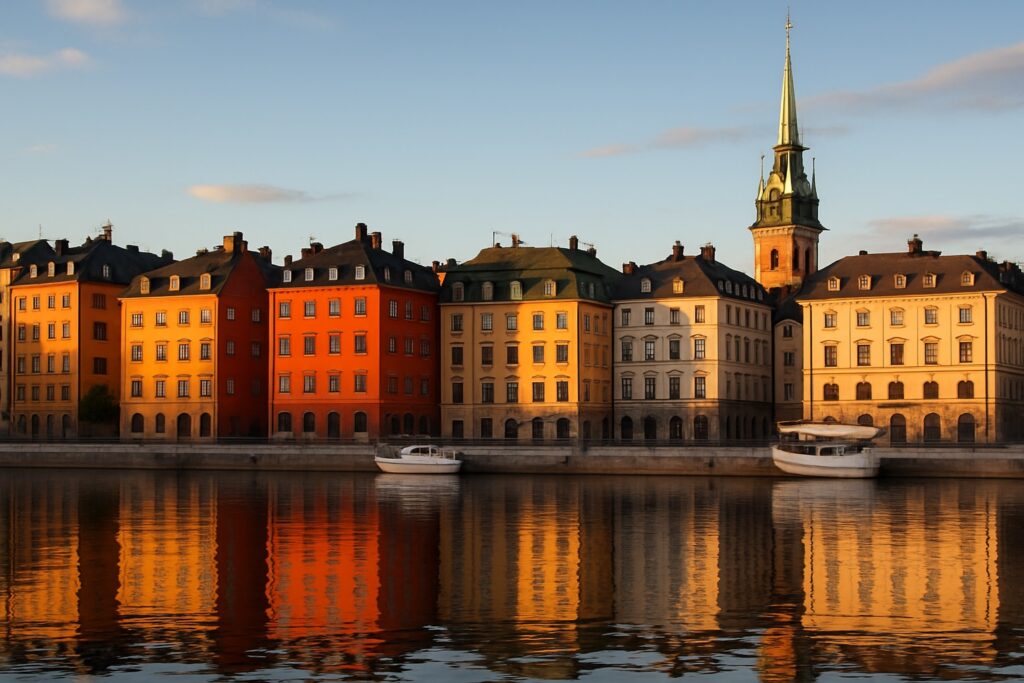 Altstadt Gamla Stan am Wasser in Stockholm, Schweden