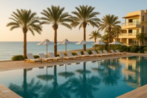 Luxuriöses Strandresort mit Pool am Roten Meer bei Hurghada, Ägypten (Symbolbild)