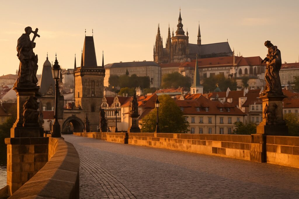 Karlsbrücke in Prag mit der Prager Burg – Tschechien